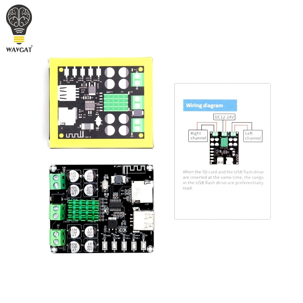 Плата усилителя TPA3116D2 с Bluetooth 4 0 50 Вт + u диском TPA3116 поддержкой tf карты