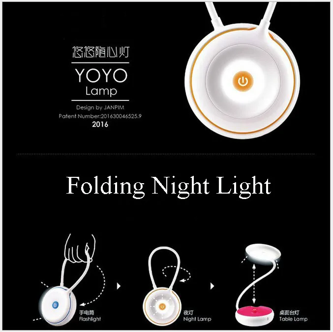 

Portable Round LED Touch Switch Folding Night Light Table Lamp FlashLight For Office Home Outdoor Gifts USB Recharge Night Lamps