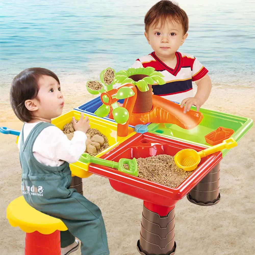 

Kids Summer Outdoor Beach Sandpit Toys Sand Bucket Water Wheel Table Play Set Toys Children Learning Education Toy Baby Birthday