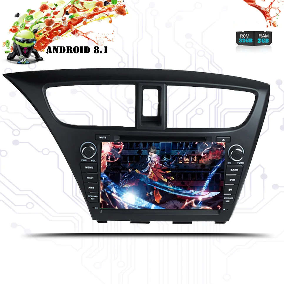 Android 8 1 автомобильный dvd плеер головное устройство для Honda civic 2013 2014 2015 gps Радио BT