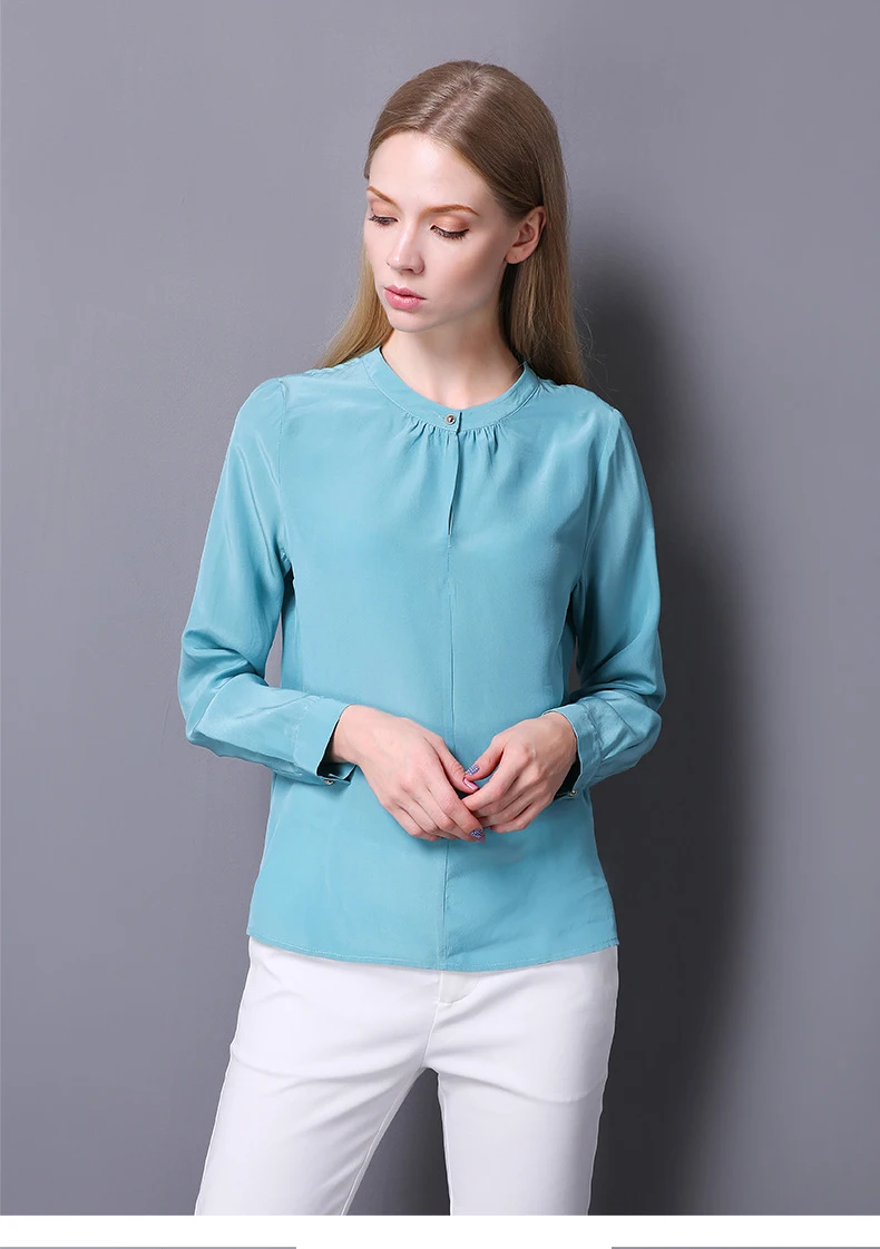 Рубашка из 100% шелка и крепа женская рубашка чистого натурального новинка 2017