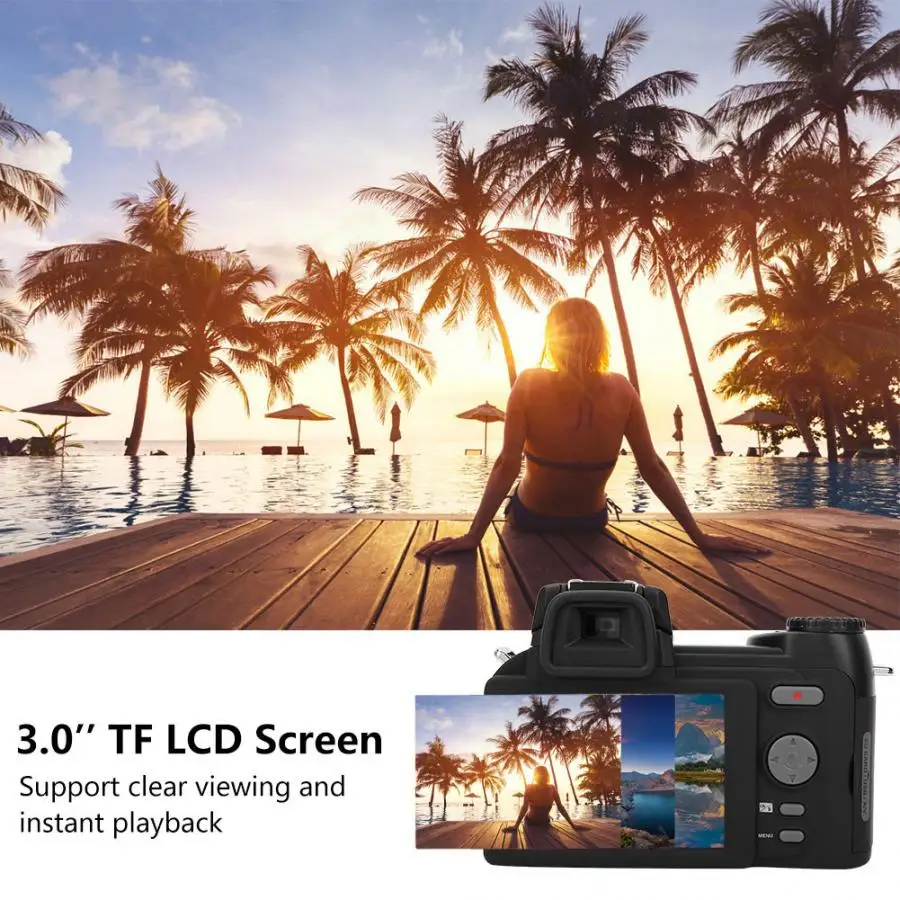 D7200 33MP Цифровая камера DSLR 0.5X широкоугольный объектив+ 24X телеобъектив+ светодиодный светильник 3," TFT lcd дисплей Full HD камера