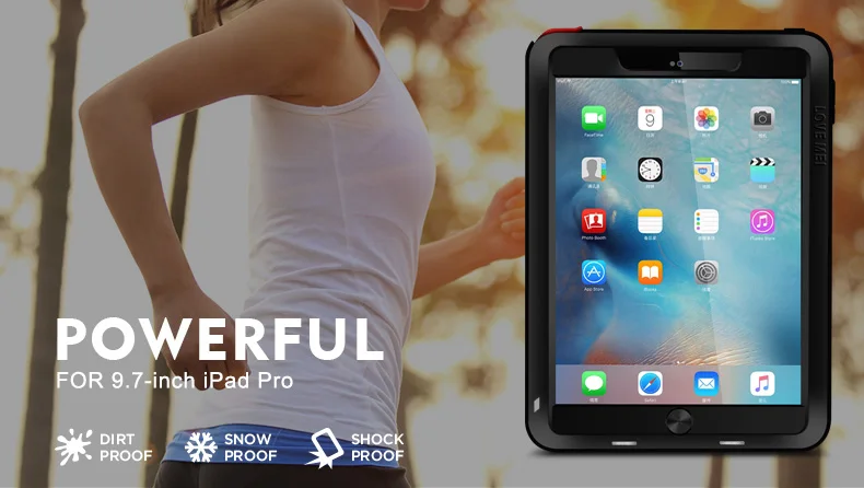 For iPad Pro 9.7&quot Case Love Mei Dirt / Snow Shockproof Rugged Tempered Gorilla Glass Metal Aluminum for Outdoor Sports | Компьютеры и