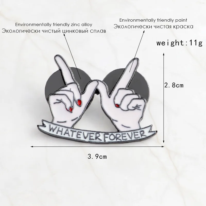 1PCS Heart Gesture Brooch wholesale Whatever Forever Eternal Love Good Friends Enamel Pin Denim Coat Badge Couple Jewelry | Дом и сад