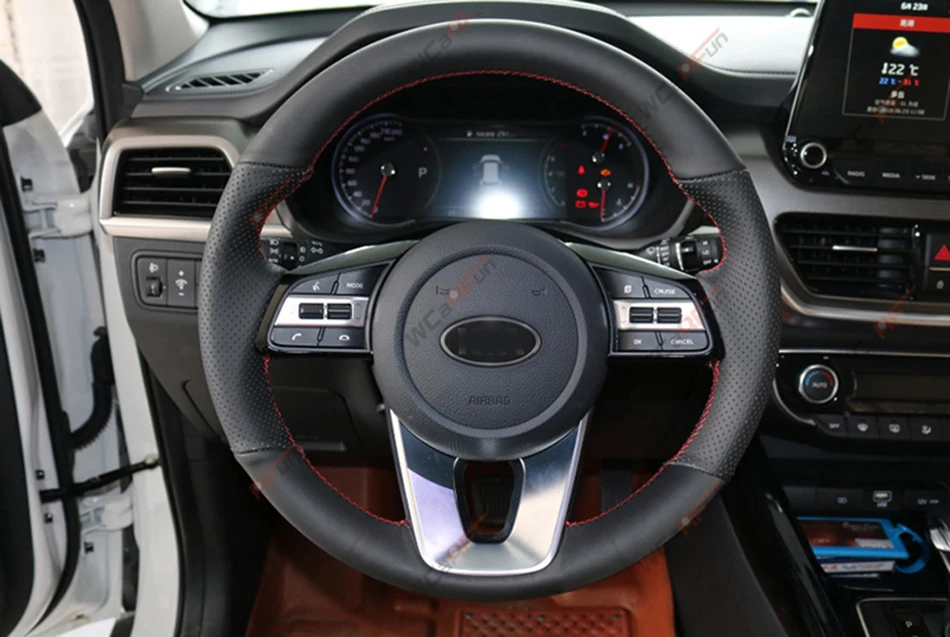 WCaRFun черный искусственная кожа Чехол рулевого колеса автомобиля для KIA Optima
