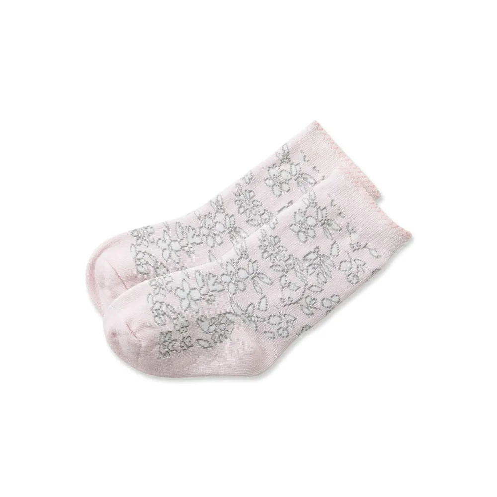 DB3023 dave bella/осенние жаккардовые носки для маленьких девочек с розовыми цветами |