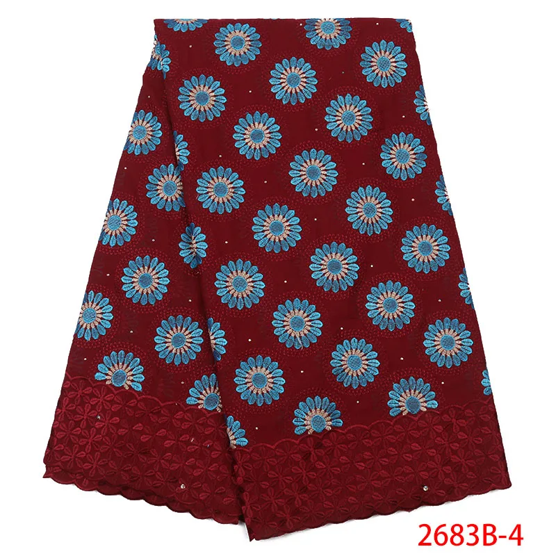 

2019 Swiss Voile Laces Best Selling African Lace Fabric High Quality Nigerian Embroidery Fabric Lace with Stones KS2683B-4