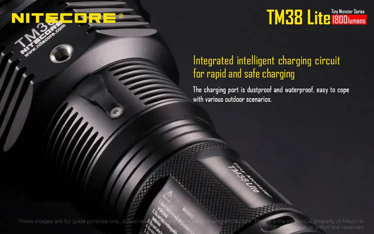 NITECORE TM38 Lite rechargeable flashlight CREE XHP35 HI D4 max 1800 lumen outdoor searchlight beam throw 1400 meter torch