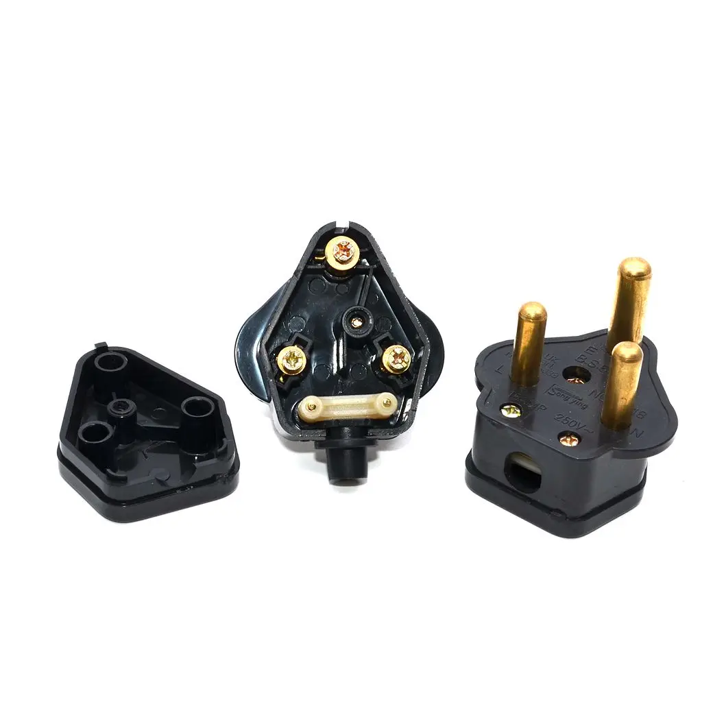 Черный Южная Африка 3 Круглый контактный Электрический разъем 15A 250V AC адаптер