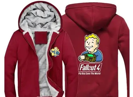 Игра Fallout 4 толстовка Pin Boy Save The World с принтом на молнии, кардиган, толстовка, супер теплое пальто из плотного флиса для мужчин и женщин