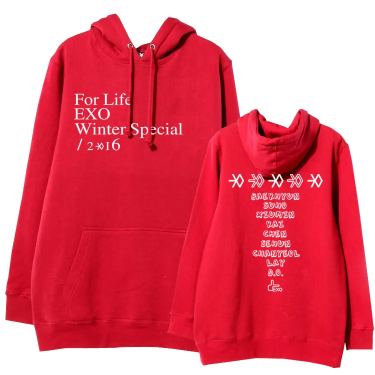 Exo зима специально для жизни все члены имя печати толстовки модный kpop флисовый