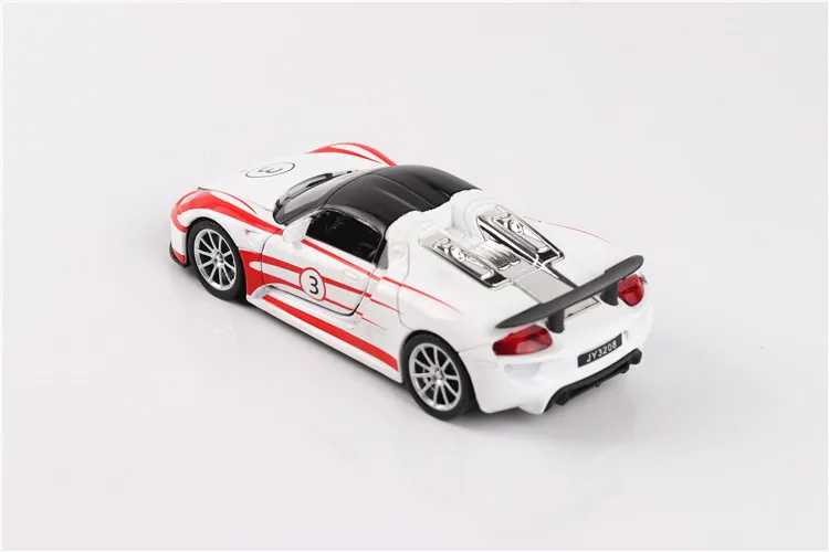 1:32 Martini 918, супер Игрушечная модель автомобиля, модель из сплава, оттягивающая назад, настоящая Лицензионная коллекция, подарок, внедорожник, детские игрушки
