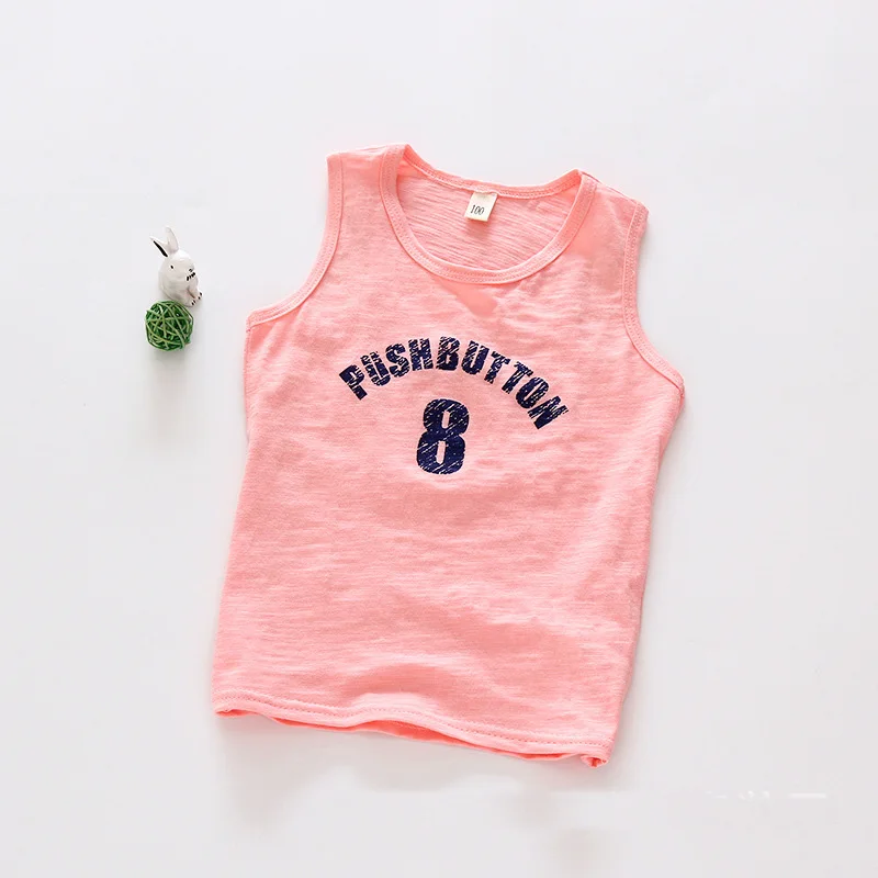 Высококачественная летняя хлопковая Футболка для детей модный жилет мальчиков и