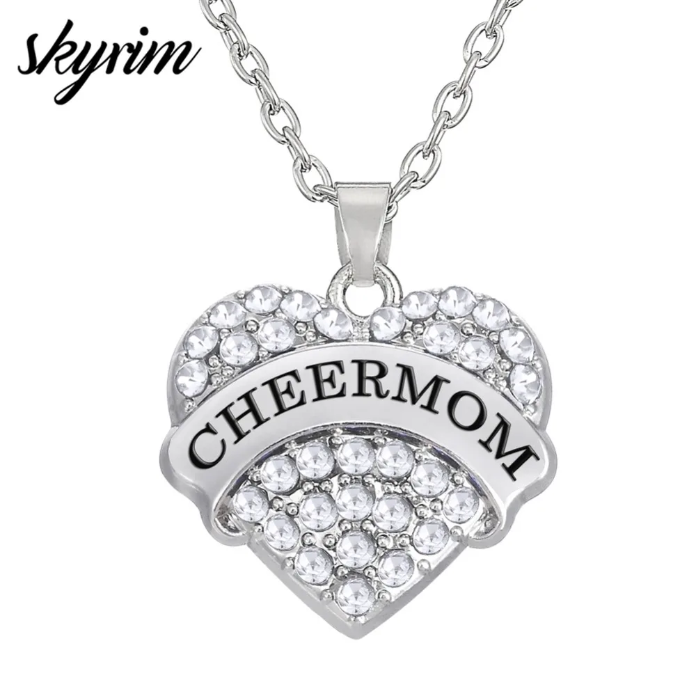 Модная подвеска Skyrim с надписью CHEER MOM в форме сердца массивное ожерелье