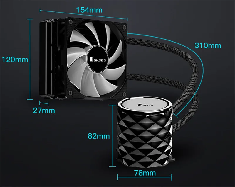 JONSBO PWM cpu комплект водяного охлаждения PC 120 мм радиатор с водяным охлаждением радиатор цветной автоматический меняющий цвет cpu блок TW3-120