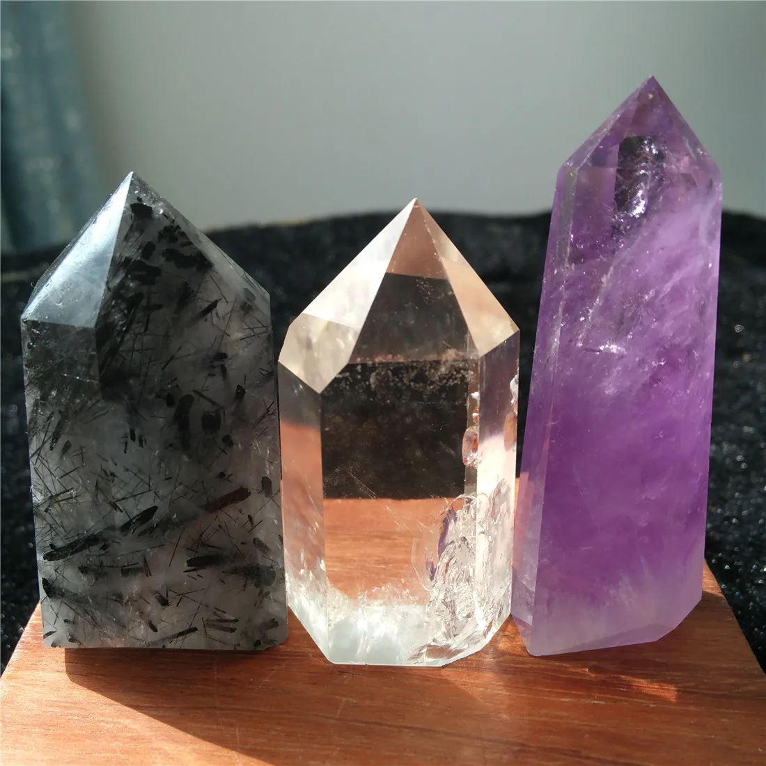 Аметист турмалин цитрин призрак хрустальные камни кристаллы камень аксессуары