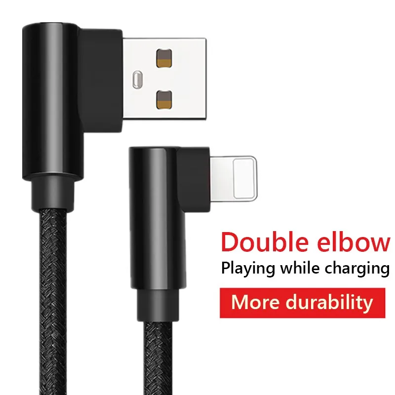 ! ACCEZZ 90 градусов USB кабель для быстрой зарядки данных iPhone X XR XS MAX 5 5S SE 6 6S 7 8 Plus iPad Pin