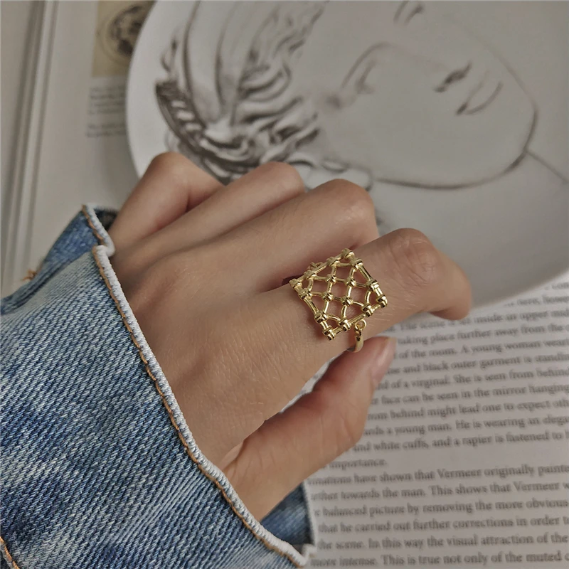 Геометрическая Мода золото Стерлинговое Серебро 925 пробы пустотелое квадратное