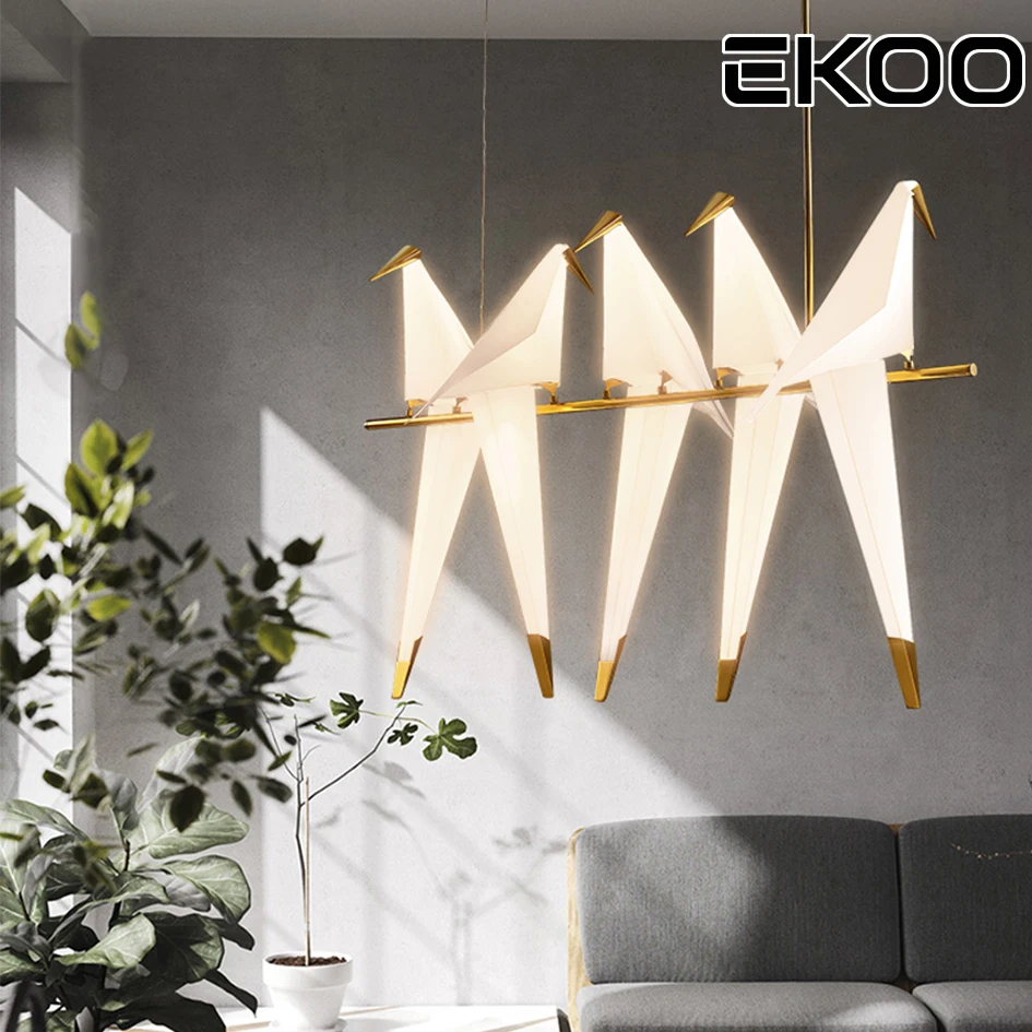 EKOO современные светодиодные подвесные светильники с птицами для ресторана