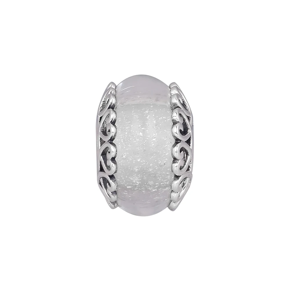 CKK Iridescent White Glass Charm Bead Fit Original Bracelets sterling silver jewelry woman DIY beads for making | Украшения и