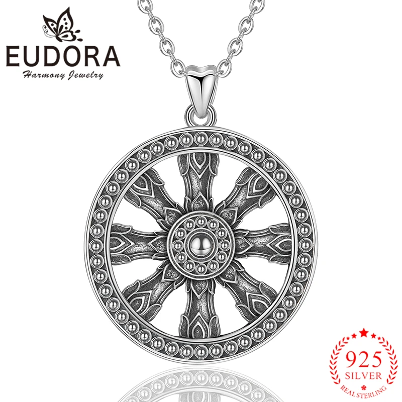 Eudora Real 925 Sterling Silver Rudder Pendant Necklaces for Women Girls Vintage Retro Fashion Sterling-silver Jewelry CYD324 | Украшения и