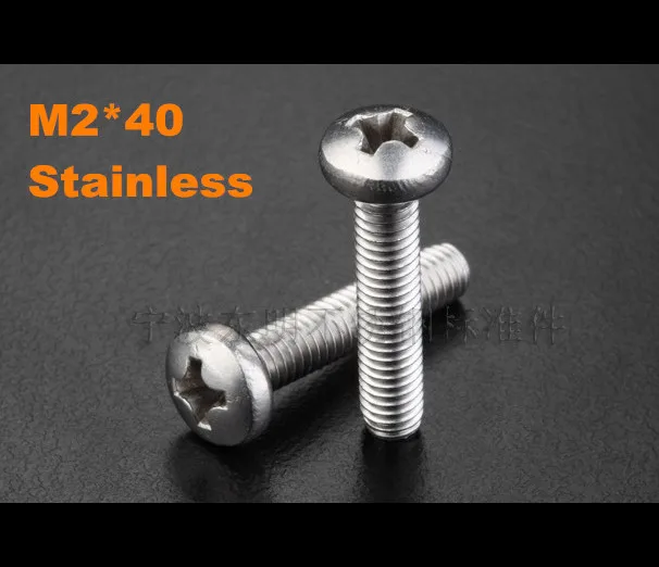 

500pcs/lot M2*40 PM DIN7985 Stainless steel pan head philips machine screw