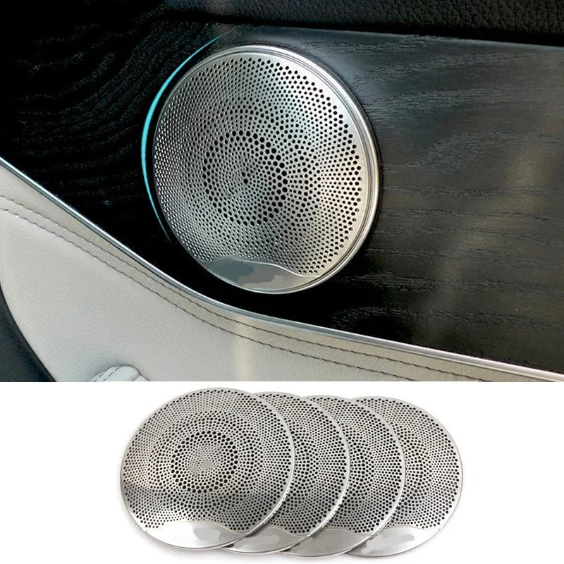 4pcs W213 Matte Chrome Door Speaker Cover Trim Sticker For Mercedes Benz C Class W205 GLC200 2015 2016 Car Accessories | Автомобили и