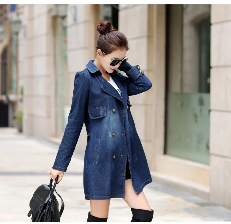 Модная двубортная джинсовая куртка RLYAEIZ для женщин весна 2017 джинсовые куртки