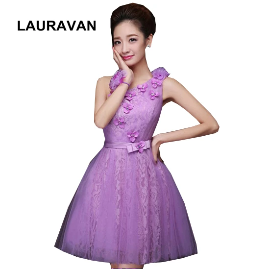 

lavender light purple formal tulle bridesmaid dress one shoulder modest girls short bridesmaids dresses ball gown under $50