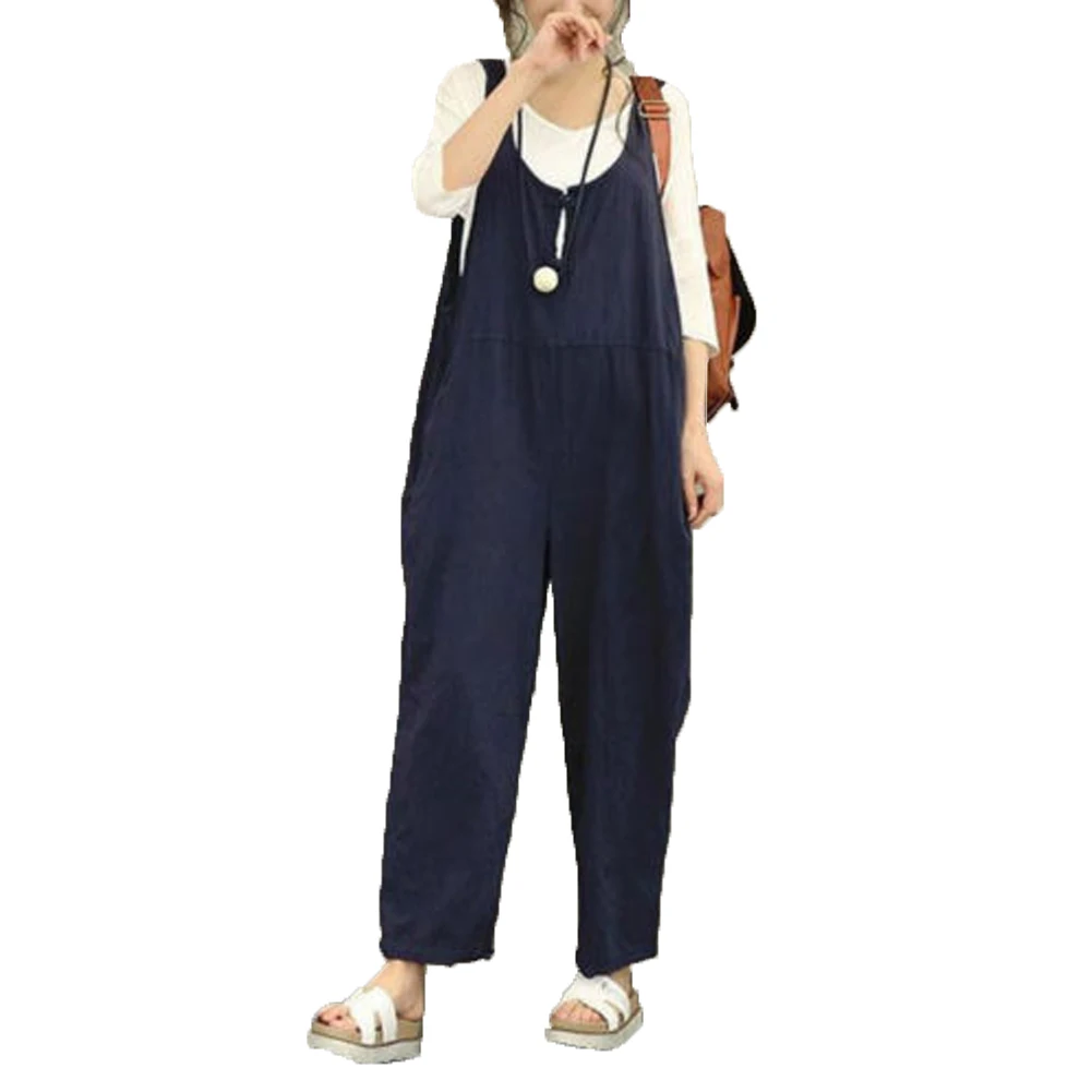 Брюки на подтяжках комбинезон для высокой талии длинный Комбинезон уютный