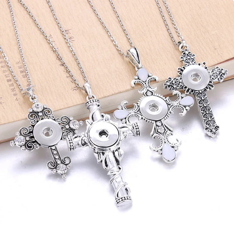 

Boom Life NEW Trendy Faith Cross Style Snap Necklace & Pendant With Link Chain Fit 18mm Snap Button Jewelry For Women 3047