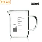 YCLAB 100 мл стакан с низкой формой боросиликатное стекло 3,3 с выпускной ручкой носик измерительный стаканчик лабораторное химическое оборудование