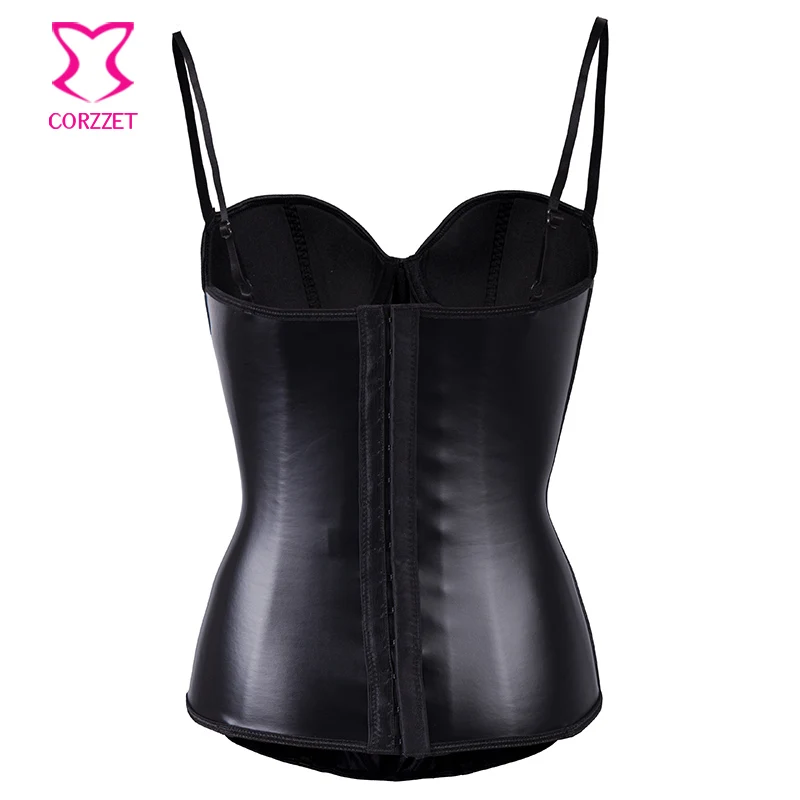 Черный кожаный корсет с эффектом пуш ап Бюстье и шорты сексуальный женский в