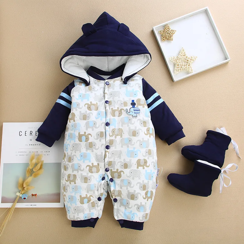

Baby's Clothes Autumn and Winter Cotton Thickened Baby's One-piece Crawl Clothes