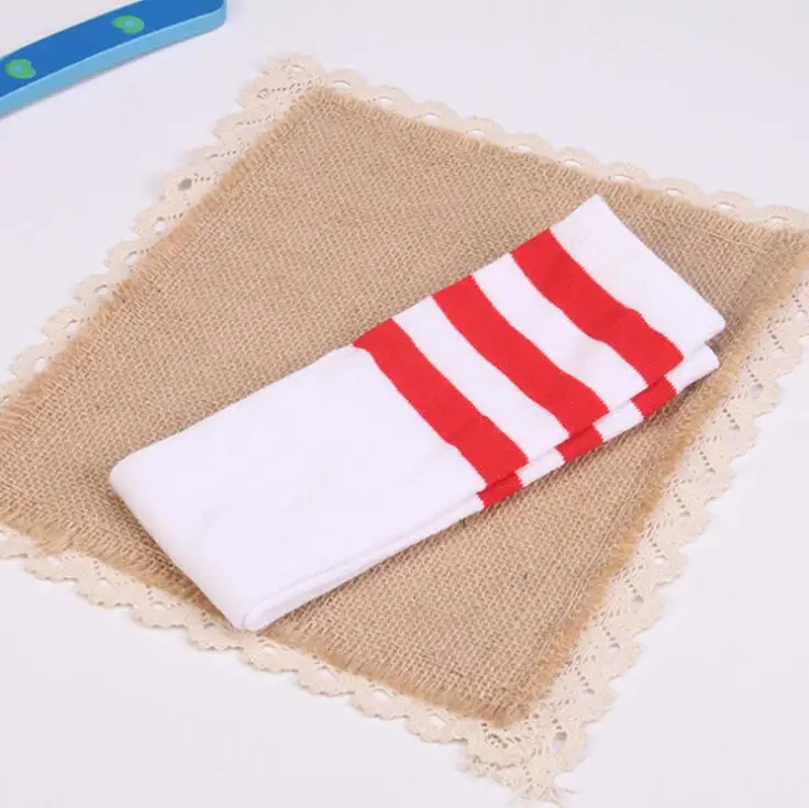 White Red Детские чулки с героями мультфильмов; эластичные детские длинные носки в полоску для костюмированной вечеринки; студенческие чулки до бедра; чулки для бейсбола; для мальчиков - Цвет: White Red