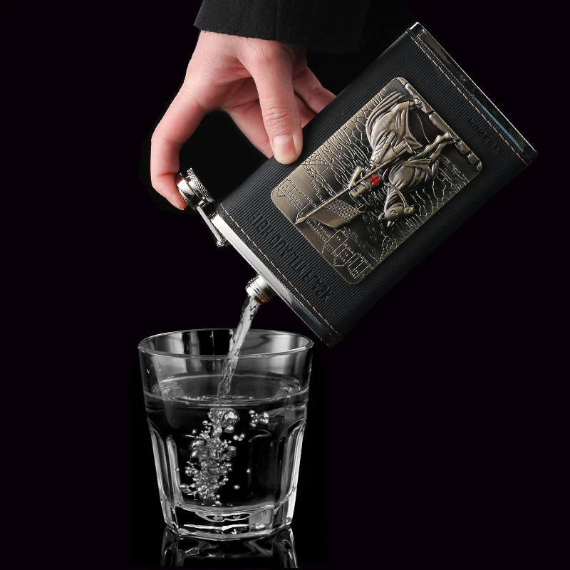 Роскошная фляга класса 10 унций из нержавеющей стали фляжка в стиле Рыцарь смерти