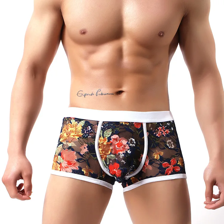 Royal blue Boxer 2 шт./партия, европейский размер, мужское Сетчатое нижнее белье, трусы-боксеры, кружевные сексуальные мужские трусы-боксеры, сексуальные забавные трусы, Hombre Cueca - Цвет: Royal blue Boxer