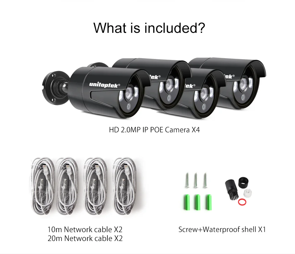 Только 4 шт., 2-мегапиксельная цилиндрическая ip-камера POE, уличная, 4X HD 1080 P, ip-камера 4 мм IR 20 м, система ночного видения, комплекты, XMEye