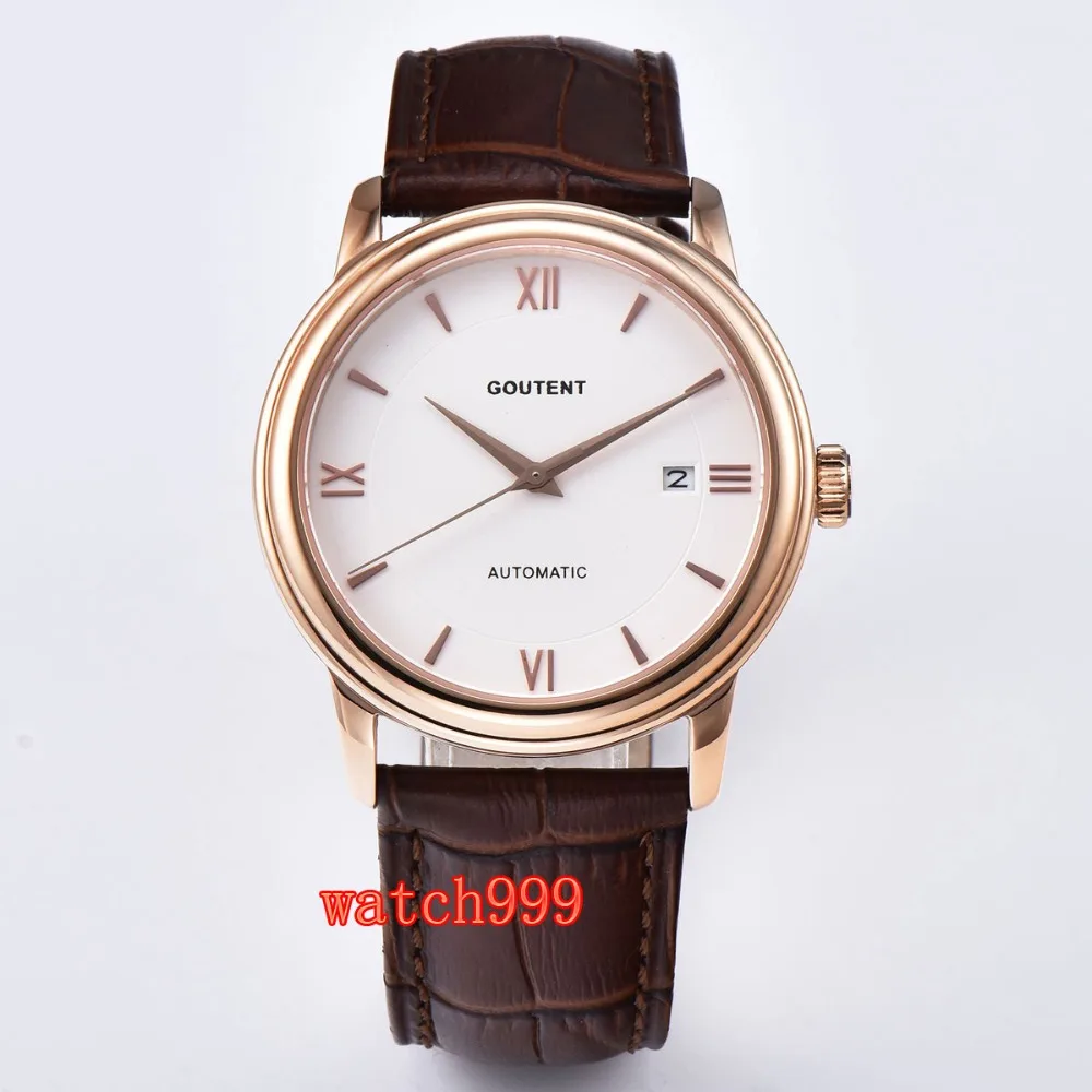 Мужские часы с белым циферблатом и сапфировым стеклом 40 мм | Наручные