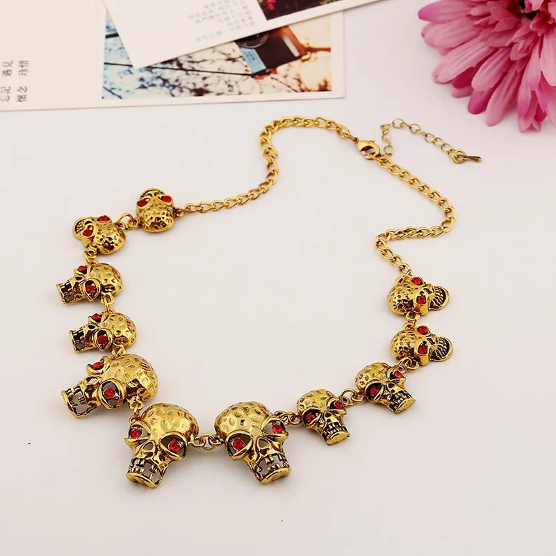 Ожерелье с подвеской в виде скелета LZHLQ готическом стиле винтажные металлические