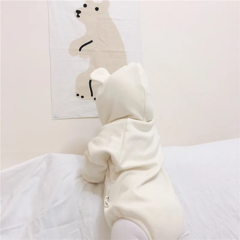 Детские милые корейские Комбинезоны Bebes, милые комбинезоны с животными для мальчиков, одежда с ушками плюшевого медведя, мягкий бархатный комбинезон для маленьких мальчиков
