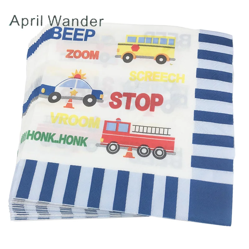 napkins 20pcs Вечерние салфетки с героями мультфильмов, скатерть, чашка, строительный автомобиль, принадлежности для дня рождения, одноразовая посуда, украшения - Цвет: napkins 20pcs