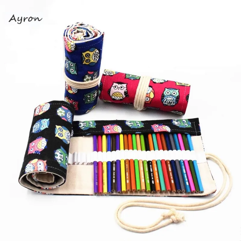 Чехол для карандашей с 72 отверстиями школьный холщовый рулонный чехол