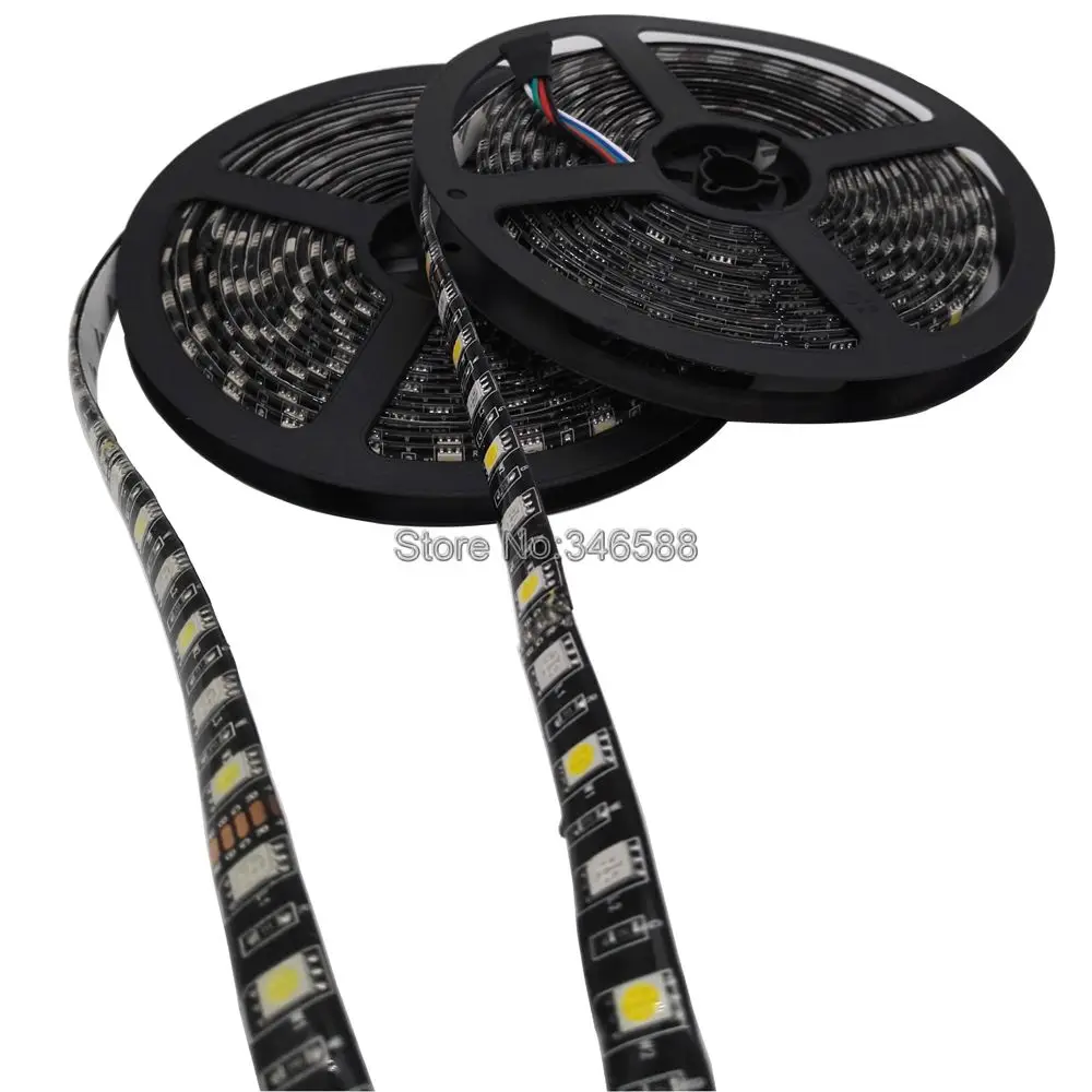 Светодиодная лента 5 м 12 в 5050 RGBW RGB + белый теплый 60 светодиодов/м черная печатная