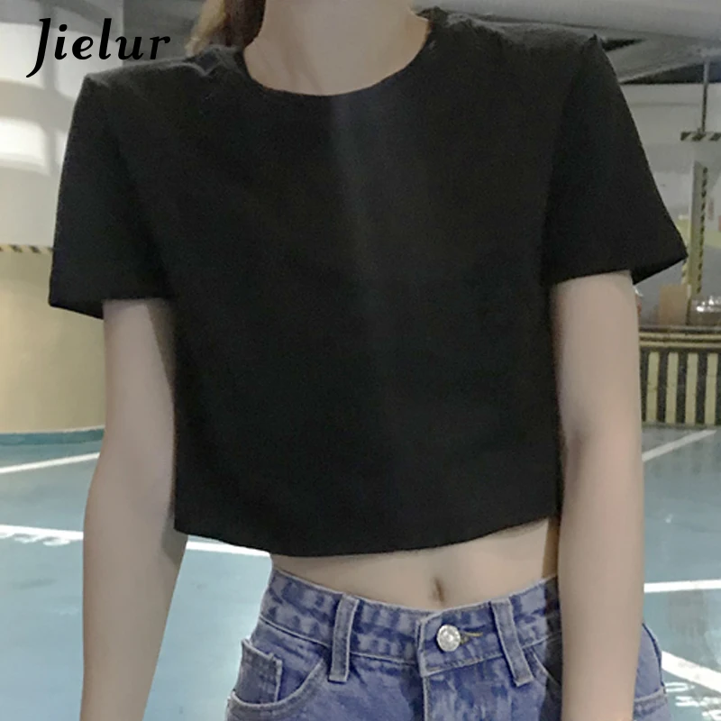Jielur 3 шт./лот Футболка женская однотонная 2020 летняя футболка с коротким рукавом