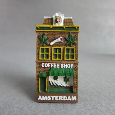 Coffee Shop Голландские туристические сувенирные магниты на холодильник 3D Красочные дома смолы холодильник магнитные наклейки домашний декор украшения - Цвет: Coffee Shop