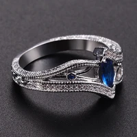 navy blue gemstone finger rings for women geometric design jewelry romantic engagement party present fine jewelry