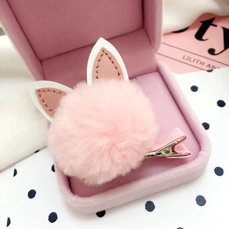 Корея Зима шпилька мультфильм кролик зажим для волос Обувь девочек Hairball цветок