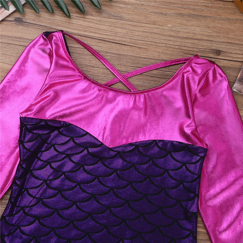 FEESHOW Girls Glittery mermaid Ballet Jumpsuit for Kids Long Sleeves Dance Gymnastics Leotard Dancewear Dress | Детская одежда и