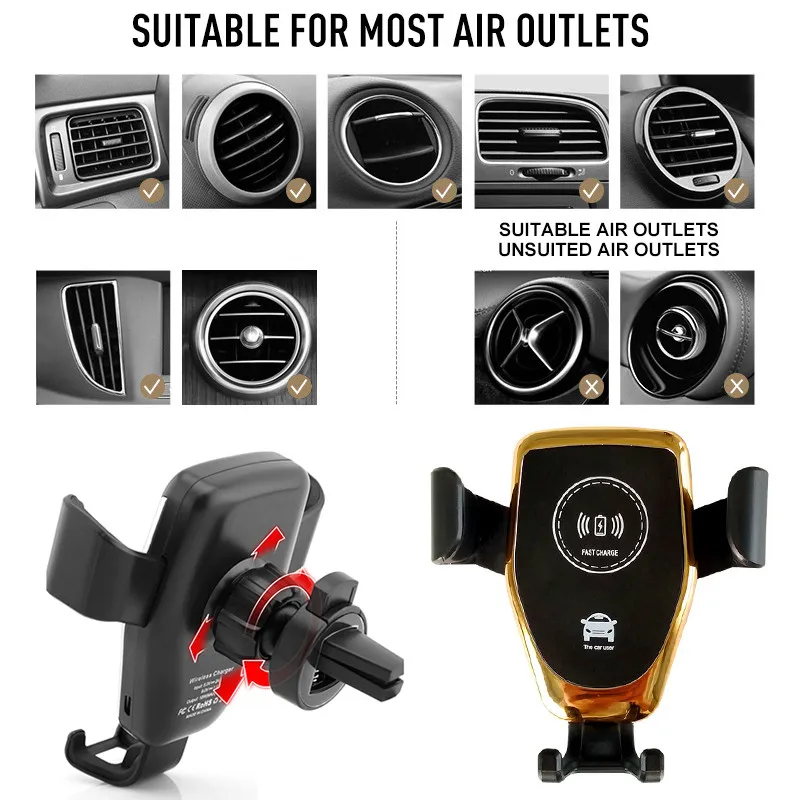 Мобильный телефон holderForCar, USB быстрая QiWireless зарядка ChargerCarAir Outlet держатель для мобильного телефона, анти-скользкий LotHand-freeCall